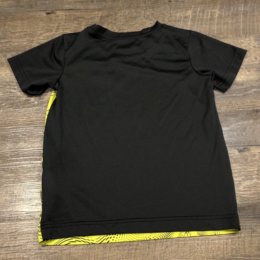 Nike Shirt Boys Medium 5/6 Black Yellow Athletic DriFit Logo Youth Kids - Picture 6 of 10